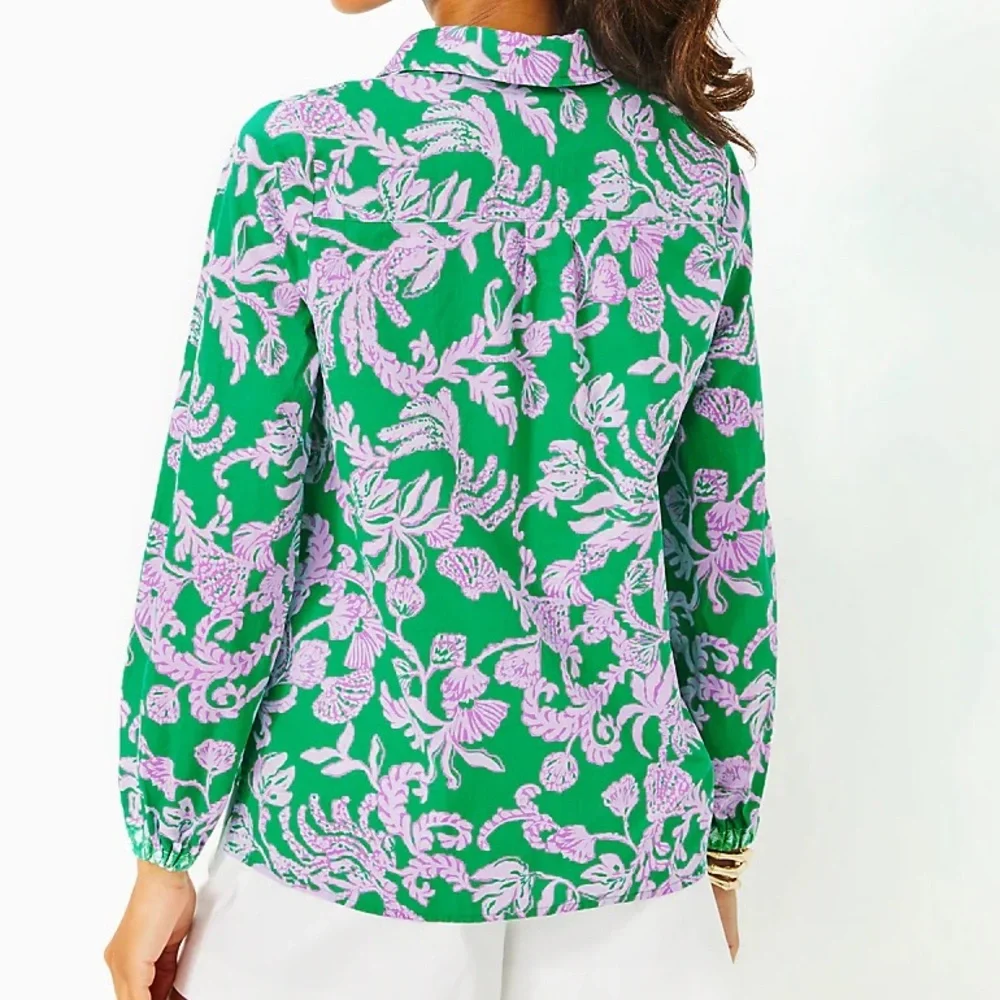 Lilly Pulitzer Jae Tunic Brazilian Green Salty Sandbar Print Size Small NWT $138 - Picture 2 of 5